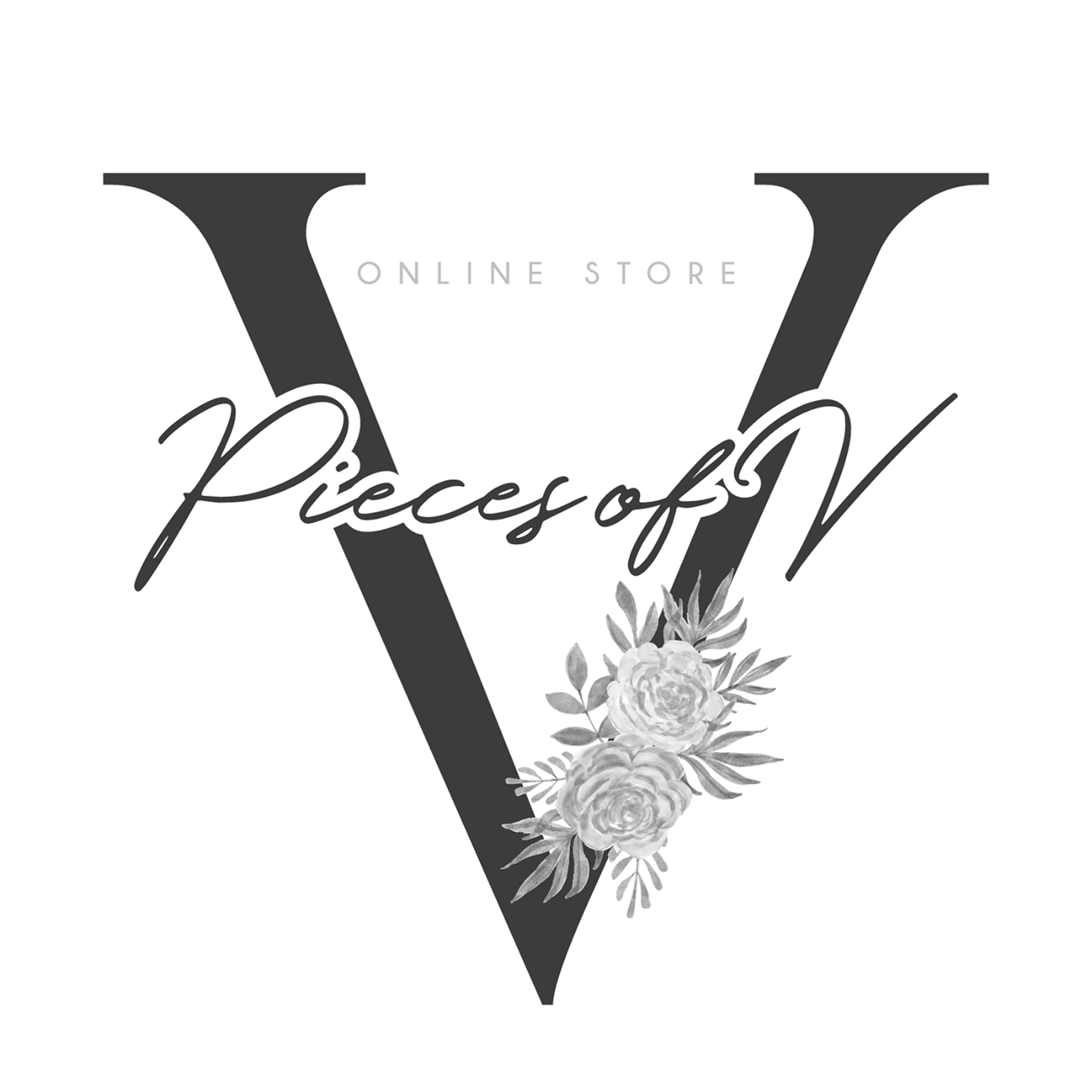logo pieces of V preto e branco