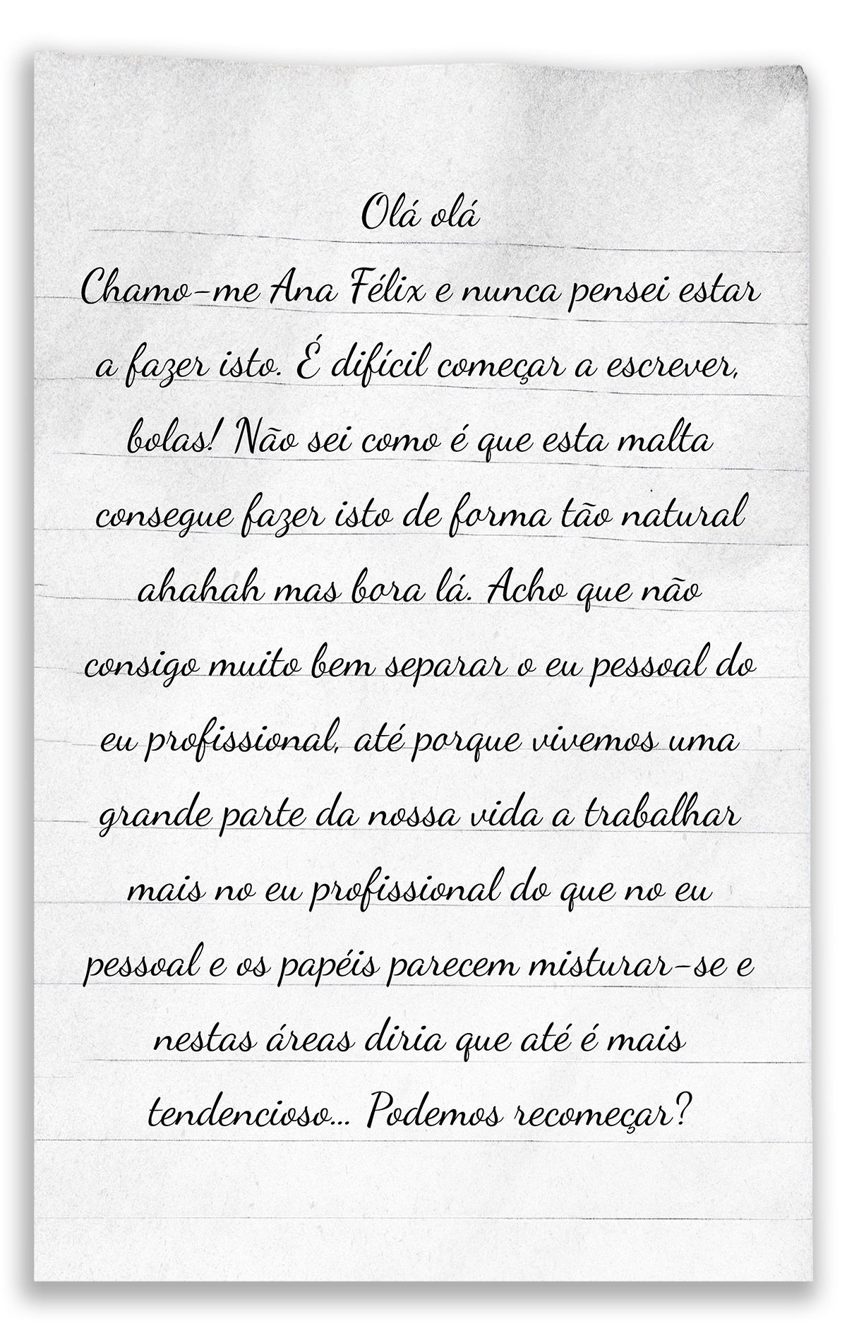 carta de apresentação da Ana Félix, formato vertical